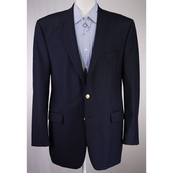 Lauren Ralph Lauren Mens Navy Blue Gold Button Wool Blazer Jacket 44L - Picture 2 of 8
